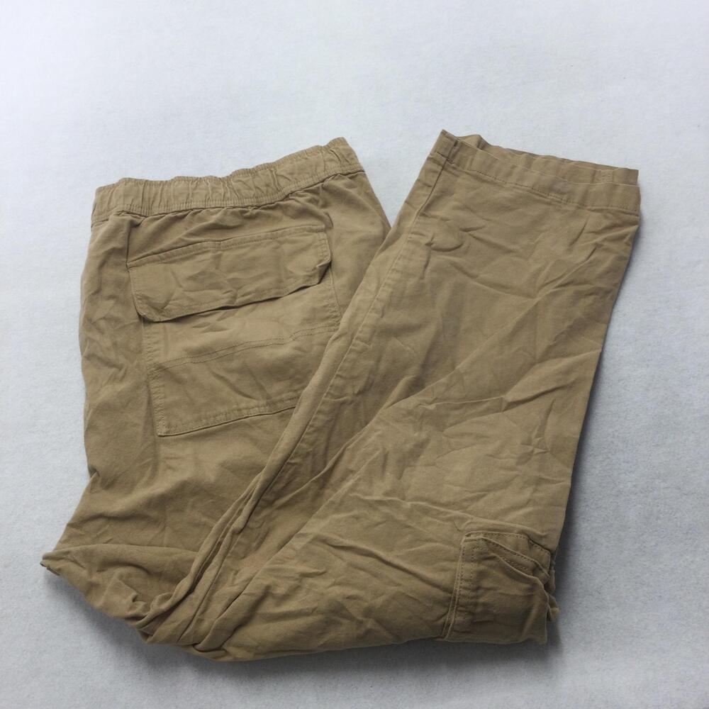 Mutual Weave Cargo Pants Mens 48x28 Beige Elastic Waist Canvas Workwear